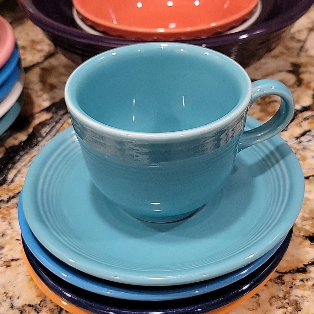FIESTAWARE Turquoise Cup & Saucer - Fiesta Ware Tea Coffee